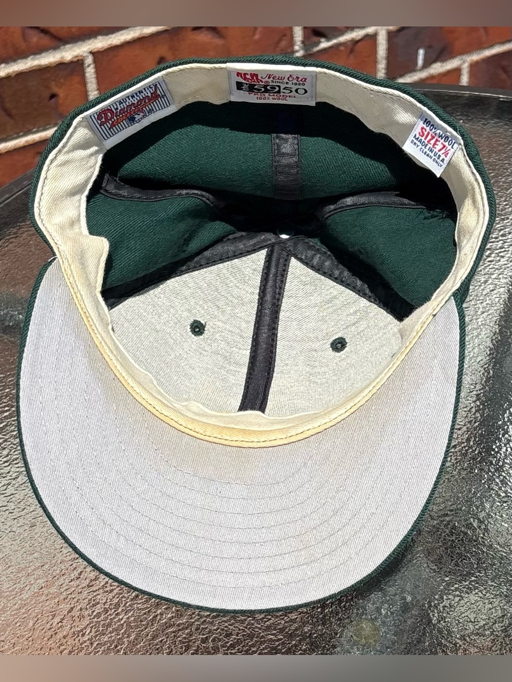 Vintage 90’s New Era Pro Model Oakland A’s Diamond Collection Fitted Hat 7 1/4 - Picture 6 of 9